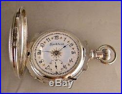 ROCKFORD SOLID SILVER BOX HINGES HUNTER CASE FANCY DIAL 18sPOCKET WATCH YEAR1886