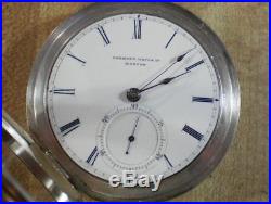 Rare 1866 18s Tremont Watch Co. Boston Keywind Solid Silver Pocket Watch Nice