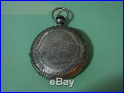 Rare Antique Quig Dynasty era, Duplex pocket watch, solid silver case