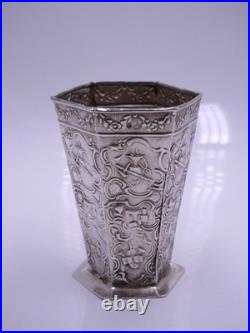 Rare Hexagonal Timbus In Solid Silver Netherlands Dutch Silver Period 19th