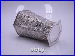Rare Hexagonal Timbus In Solid Silver Netherlands Dutch Silver Period 19th