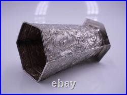 Rare Hexagonal Timbus In Solid Silver Netherlands Dutch Silver Period 19th