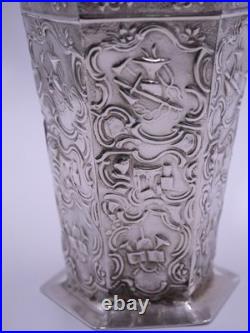 Rare Hexagonal Timbus In Solid Silver Netherlands Dutch Silver Period 19th