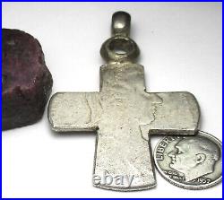 Rare Old Large Solid M. T. Thaler Silver Bullion Coin Ethiopian Cross Pendant