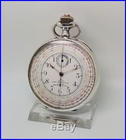 Rare Omega Chronograph Tachymeter pocket watch dual face solid silver circa 1900