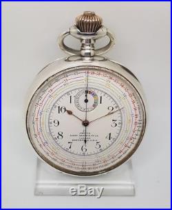 Rare Omega Chronograph Tachymeter pocket watch dual face solid silver circa 1900