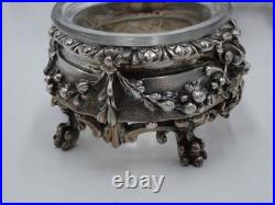 Rare Set Of 4 Salt Rooms In Solid Silver, Minerva Hallmark, Mascaron Decor