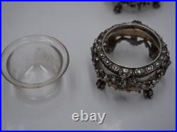 Rare Set Of 4 Salt Rooms In Solid Silver, Minerva Hallmark, Mascaron Decor