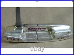 Rare Solid Silver Bullion Golf Putter Club, By Bobby Duke. Wood Shaft