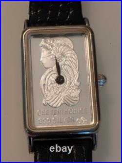 Rare Sutton 1/10 ounce 999 Silver Watch Black Band Quartz Japan Movement 25/5013