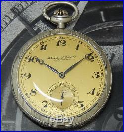 Rare Vintage 1926 Solid Silver IWC Cal. 65 H5 Art Deco Pocket Watch Beautiful