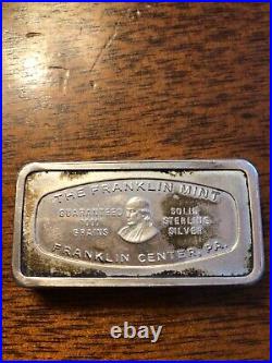Rare Vintage #71-0216 Franklin Mint Solid Sterling Silver Bar 1000 Grains