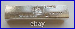 Rare Vintage California Crown Mint 5 Troy Ounces Of 999 Pure Solid Silver Bar