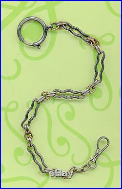 Rare Vintage Solid Silver Niello And Vermeil Gold Pocket Watch Chain Seal