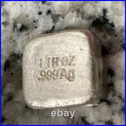 Rare Vulture Peak Mines Mine 1 Tr Oz. 999 Ag Silver Pour Square Bar AZ Arizona