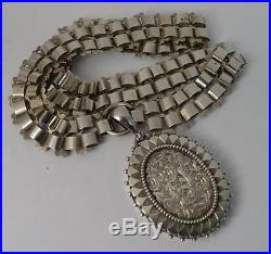 Rare and Impressive Solid Silver Victorian Locket and Choker Chain