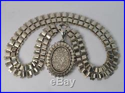 Rare and Impressive Solid Silver Victorian Locket and Choker Chain