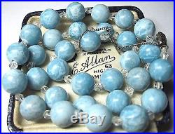 Real LARIMAR Stone 12mm Bead Solid Sterling Silver Antique Clasp 20.25 NECKLACE