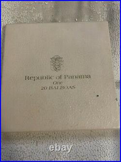 Republic Of Panama 20 Balboas 1974 2000 Grain Solid Silver 4oz Coin