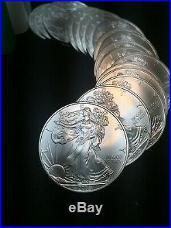 Roll Of (20) 2009 American Silver Eagles Original Solid Date Roll