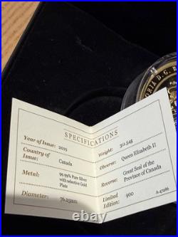 Royal Canadian Mint Commemartive Solid Silver With Gold Leaf 100/900