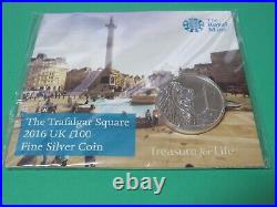 Royal Mint 2016 £100 Silver Coin Trafalgar Square in Original Packaging