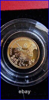 Royal Mint Lunar Year Of The Rooster 2017 24k Solid Gold Coin. Mint Condition