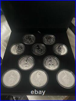 Royal Mint Queens Beasts Full Set Of 10 X 2oz Solid Silver Coins