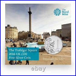 Royal Mint Trafalgar Square 2016 UK £100 (One Hundred Pounds) Fine Silver Coin