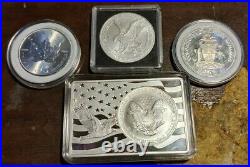 SILVER BONANZA 5 Oz Silver Coins and Slab 141.5 Grams with 2 Silver Eagles +++