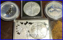 SILVER BONANZA 5 Oz Silver Coins and Slab 141.5 Grams with 2 Silver Eagles +++