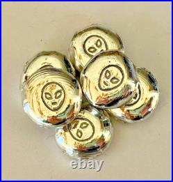 SIX 5g Silver. 999 hand poured bar space alien grey 99.9% solid 5 gram g