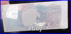 SOLID. 999 SILVER MILLION DOLLAR BILL BAR 2000 Series GIFT CHRISTMAS 4 OZ WOW