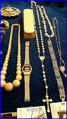 Solid Silver, Vintage Antique Costume Jewellery, Photos, Watches, Boxes Job Lot