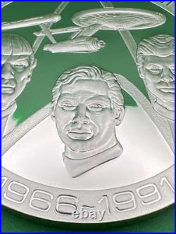 STAR TREK 25TH ANNIV SOLID STERLING SILVER MEDALLION 3? (5.695 ozT/177.2 g). 925