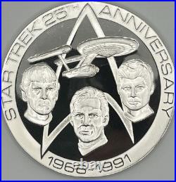 STAR TREK 25TH ANNIV SOLID STERLING SILVER MEDALLION 3? (5.695 ozT/177.2 g). 925 STAR TREK 25TH ANNIV SOLID STERLING SILVER MEDALLION 3? (5.695 ozT/177.2 g). 925