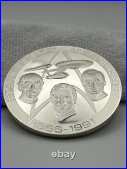 STAR TREK 25TH ANNIV SOLID STERLING SILVER MEDALLION 3? (5.695 ozT/177.2 g). 925