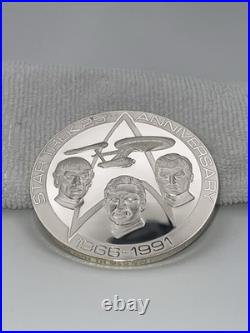 STAR TREK 25TH ANNIV SOLID STERLING SILVER MEDALLION 3? (5.695 ozT/177.2 g). 925