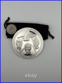 STAR TREK 25TH ANNIV SOLID STERLING SILVER MEDALLION 3? (5.695 ozT/177.2 g). 925
