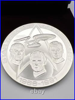 STAR TREK 25TH ANNIV SOLID STERLING SILVER MEDALLION 3? (5.695 ozT/177.2 g). 925 STAR TREK 25TH ANNIV SOLID STERLING SILVER MEDALLION 3? (5.695 ozT/177.2 g). 925