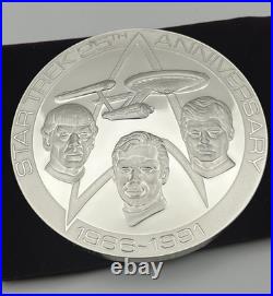 STAR TREK 25TH ANNIV SOLID STERLING SILVER MEDALLION 3? (5.695 ozT/177.2 g). 925
