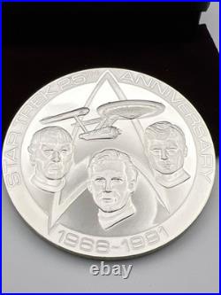 STAR TREK 25TH ANNIV SOLID STERLING SILVER MEDALLION 3? (5.695 ozT/177.2 g). 925