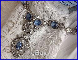 STUNNING RARE ANTIQUE 1800s FRENCH SOLID SILVER & PASTE NECKLACE