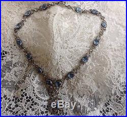 STUNNING RARE ANTIQUE 1800s FRENCH SOLID SILVER & PASTE NECKLACE