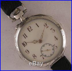 SUPERB Solid Silver MINERVA 1900 French Wrist Watch UNIQUE DIAL MINT Serviced