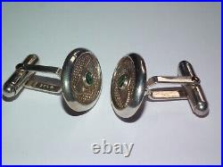 Scarce Vintage Bentley Solid 925 Sterling Silver & Enamel Articulated Cufflinks