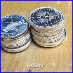 Scrap. 925 solid silver crown size coins x20, 568 grams