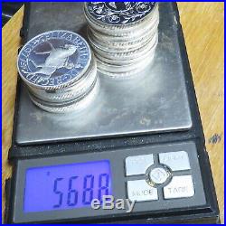 Scrap. 925 solid silver crown size coins x20, 568 grams