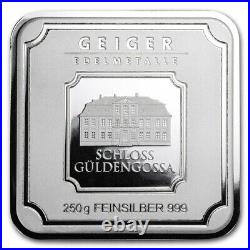 Sealed Geiger Edelmetalle 250 Gram. 999 Fine Silver Square Bar Ingot (28)