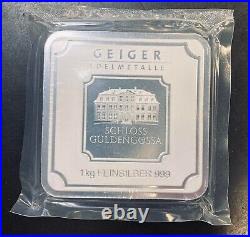 Sealed Geiger Edelmetalle 250 Gram. 999 Fine Silver Square Bar Ingot (74)